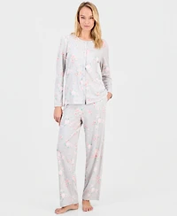 Charter Club Women's Cotton Printed Button-Front Pajama Set, Exclusively at Macy's