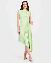 Bar Iii Women's Ruched Asymmetric Midi Dress, Macy's Exclusive