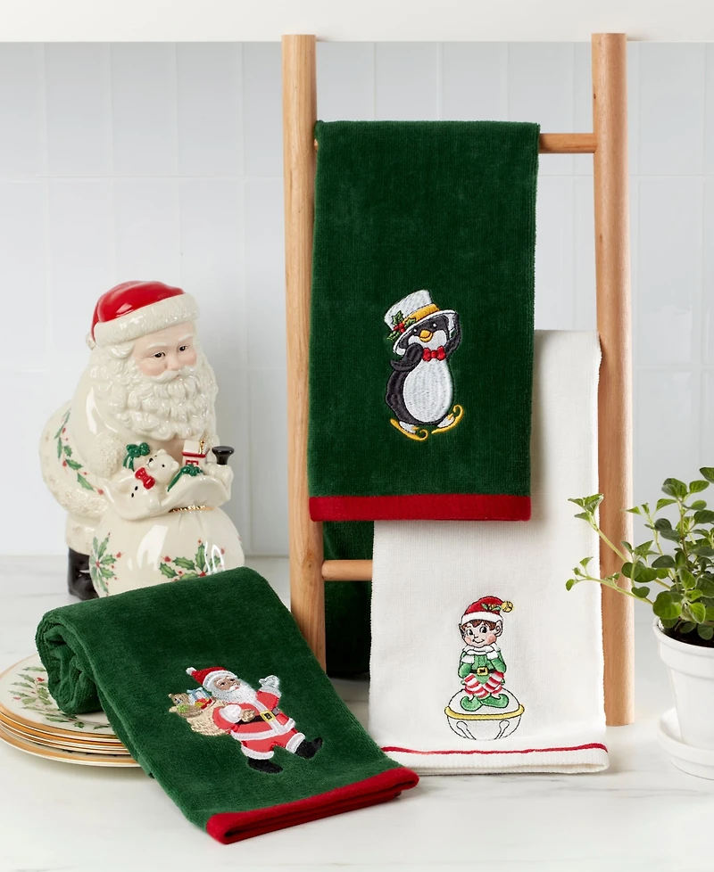Lenox Holiday Elf, Santa Penguin Cotton Kitchen Towels, Set of 3