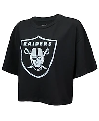 Majestic Threads Women's Maxx Crosby Black Las Vegas Raiders Swarovski Crystals Boxy Cropped Name Number T-Shirt