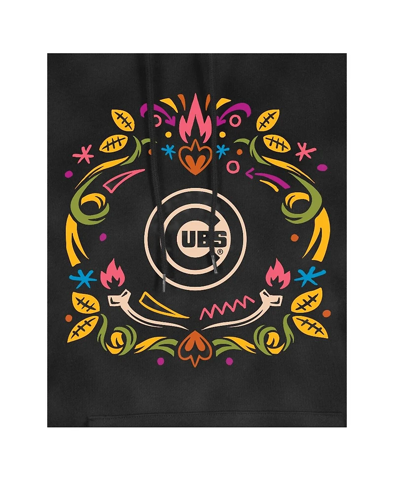 New Era Women's Black Chicago Cubs Dia de Muertos Mineral Wash Hoodie Sweatshirt