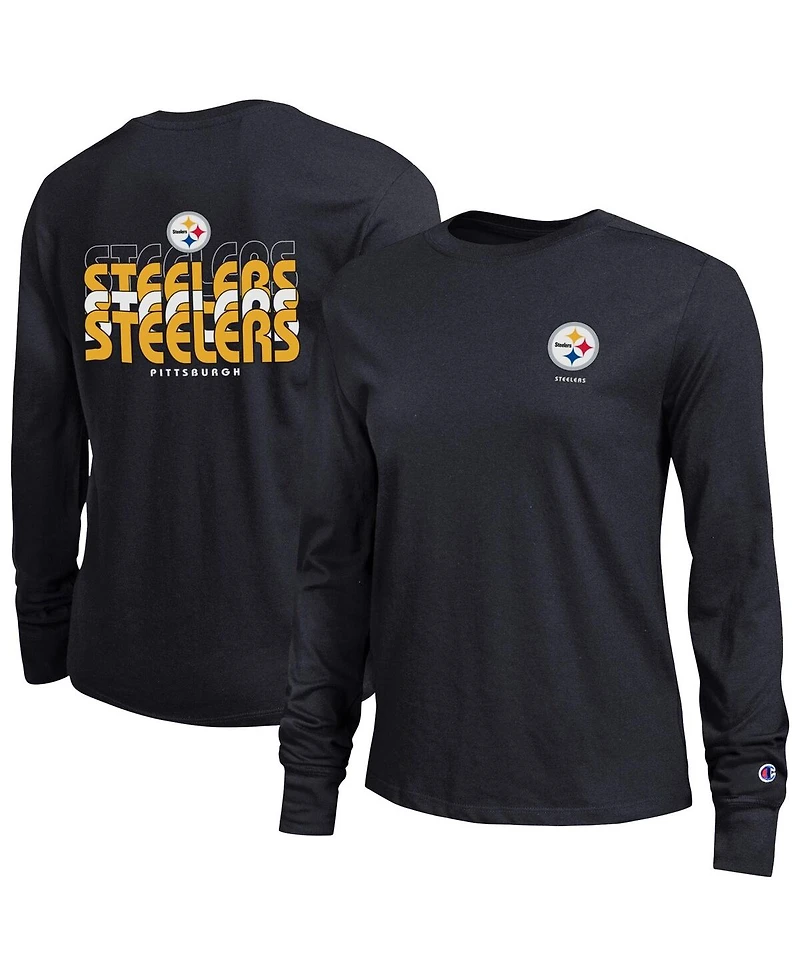 Champion Women's Black Pittsburgh Steelers Core Long-Sleeve T-Shirt