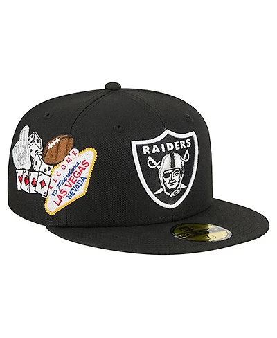 New Era Men's Black Las Vegas Raiders Group Chat 59FIFTY Fitted Hat