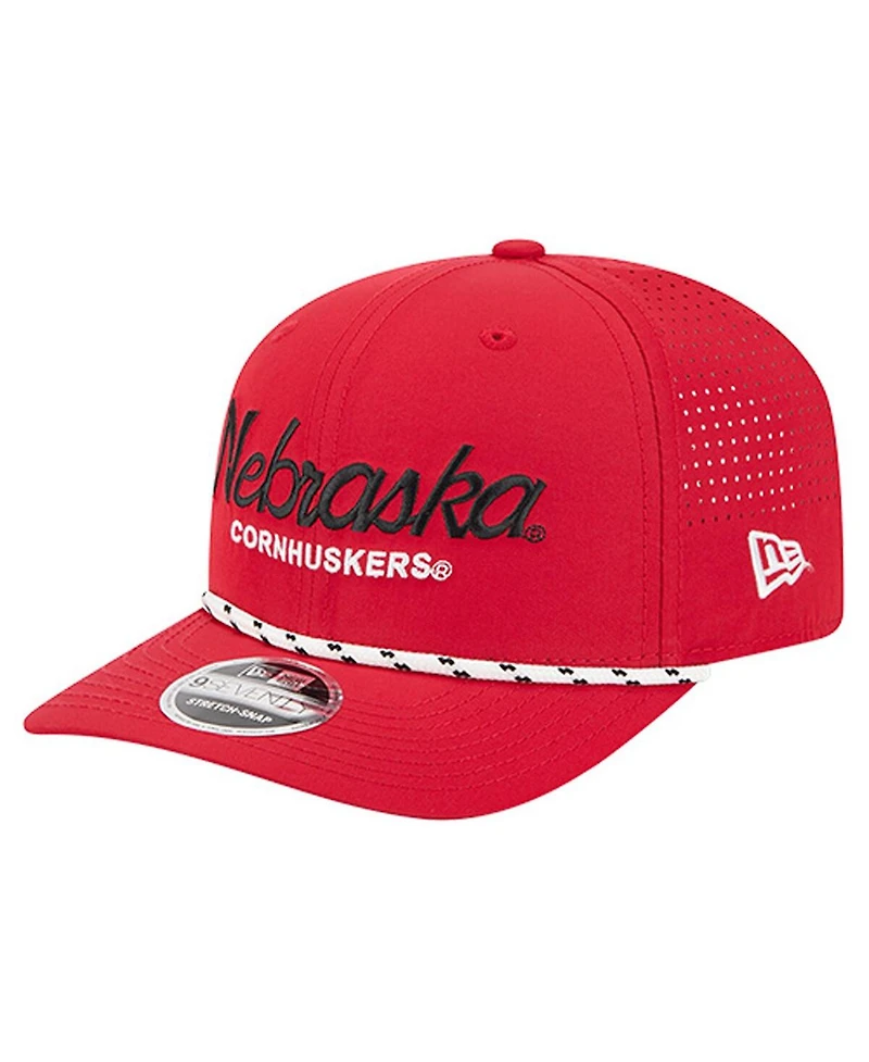 New Era Men's Scarlet Nebraska Huskers Script Performance Rope 9SEVENTY Adjustable Hat