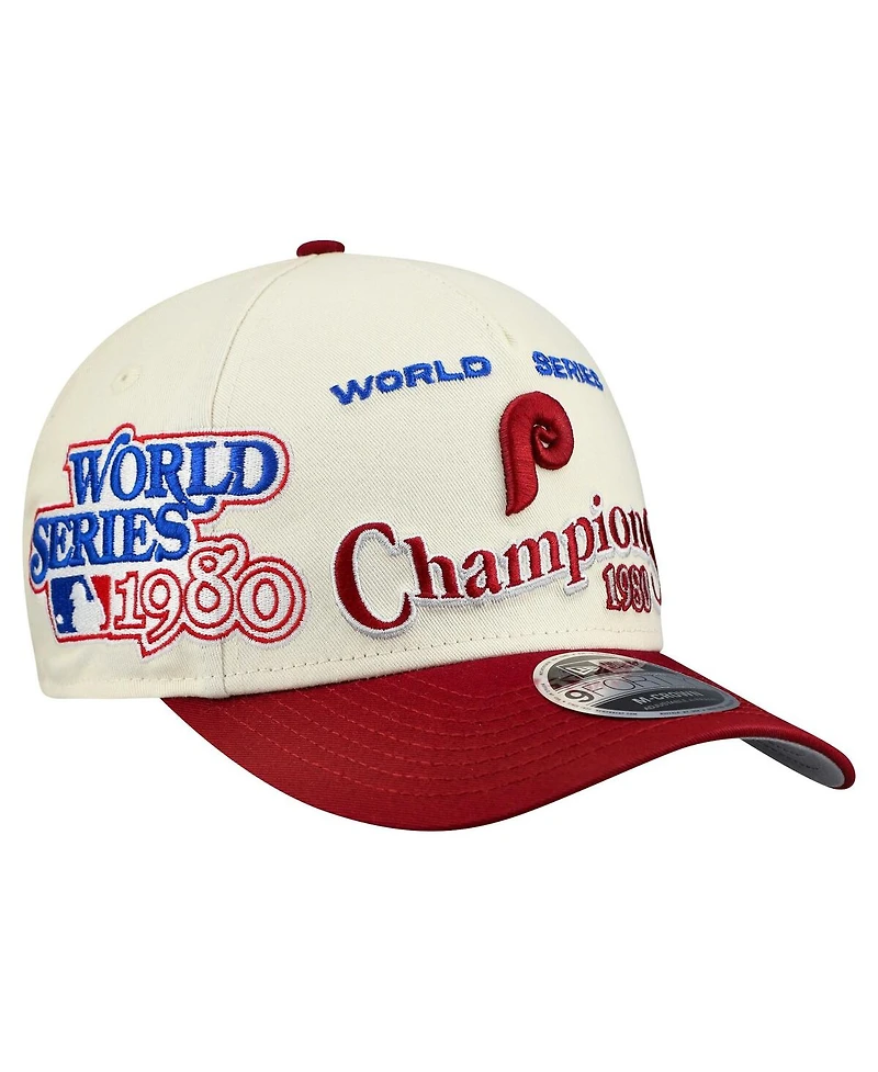 New Era Men's Cream/Red Philadelphia Phillies World Series 9FORTY M-Crown A-Frame Adjustable Hat