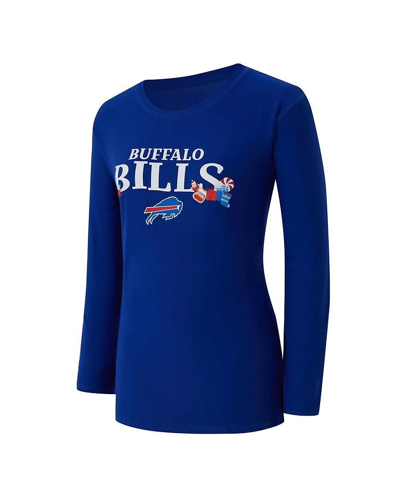Concepts Sport Women's 2-Piece Royal Buffalo Bills Chestnut Long Sleeve T-Shirt and Pants Sleep Set