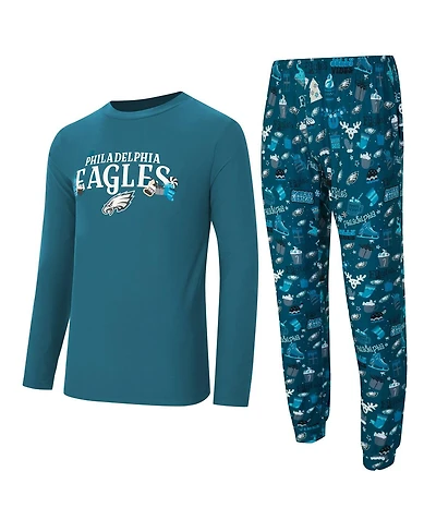 Concepts Sport Men's 2-Piece Midnight Green Philadelphia Eagles Chestnut Long Sleeve Top and Pants Set