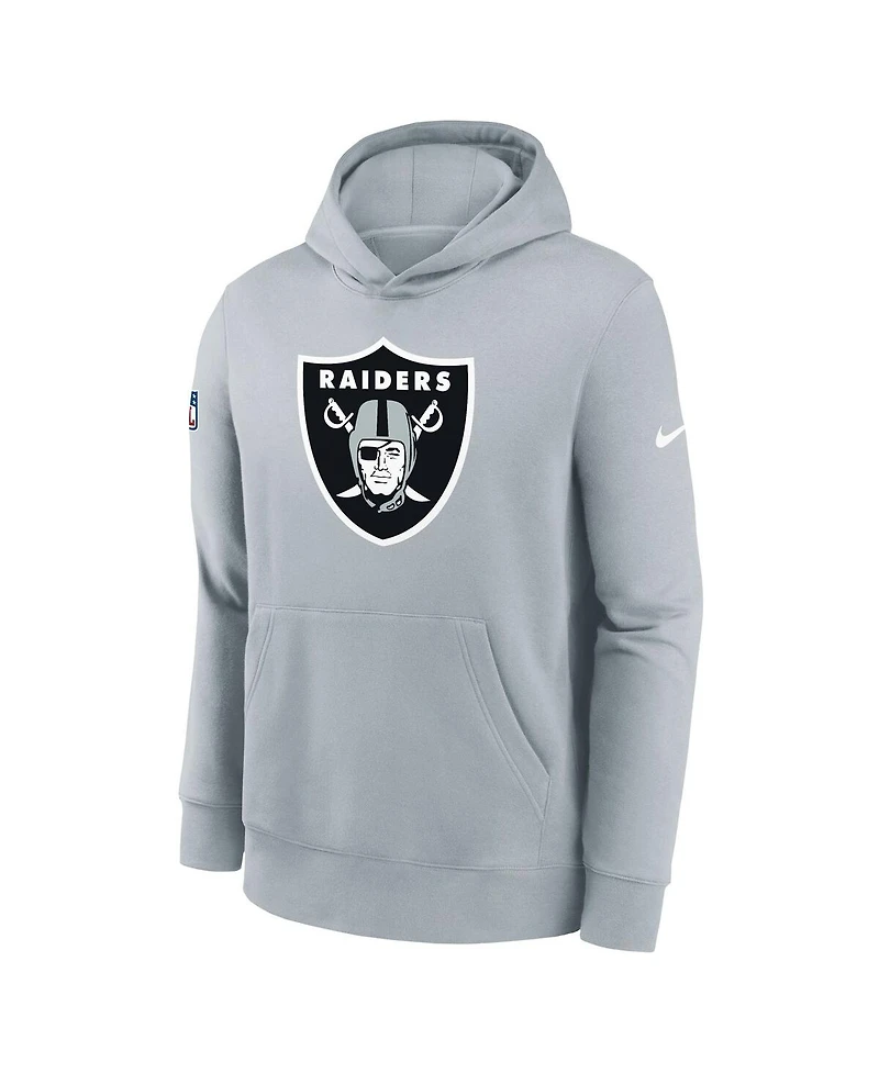 Nike Big Boys and Girls Silver Las Vegas Raiders Sideline Club Fleece Hoodie