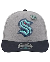 New Era Men's Gray/Deep Sea Blue Seattle Kraken Wool Pin Low Profile 9FIFTY Snapback Hat