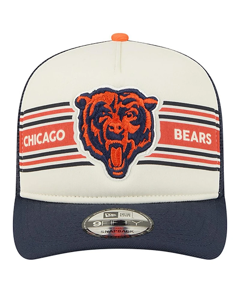 New Era Big Boys and Girls Cream/Navy Chicago Bears Banner 9FIFTY A-Frame Adjustable Trucker Hat