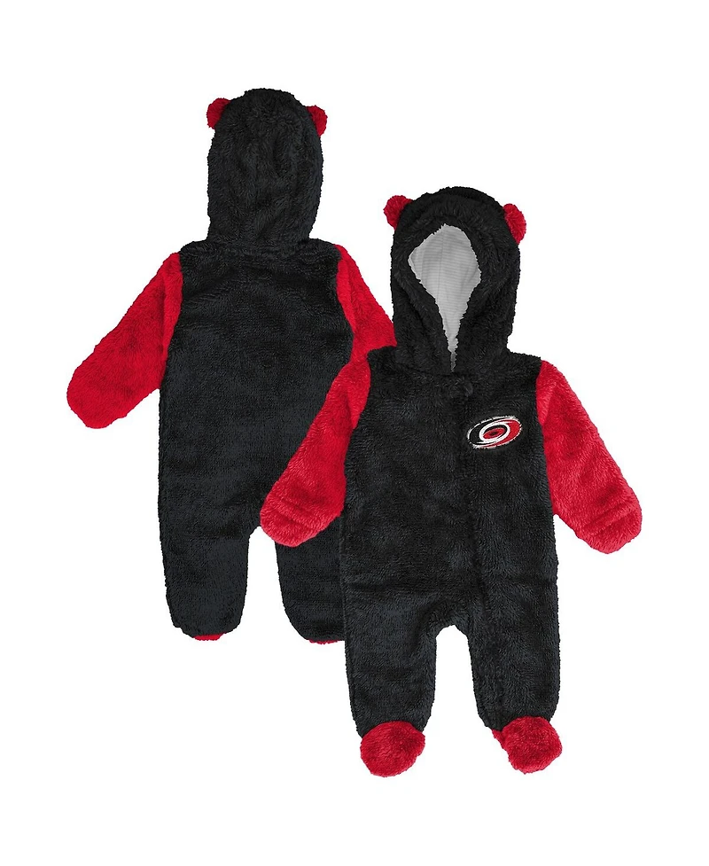 Outerstuff Baby Boys and Girls Red Carolina Hurricanes Stay Napping Fleece Bunting Full-Zip Hooded Sleeper