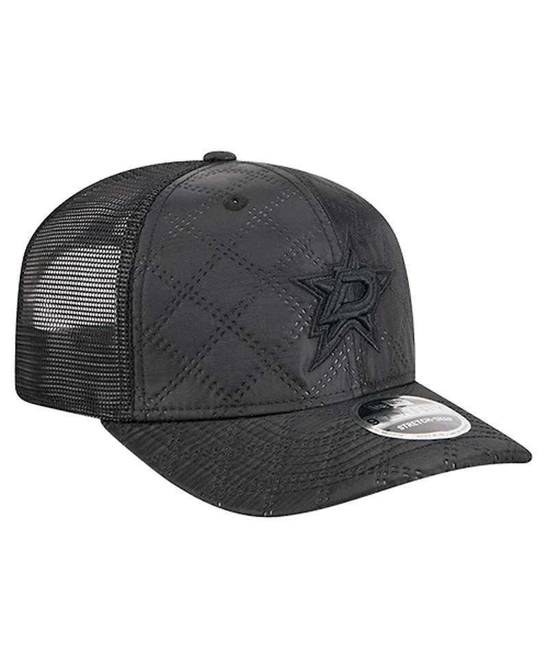 New Era Men's Black Dallas Stars Quilted Nylon 9SEVENTY Adjustable Trucker Hat