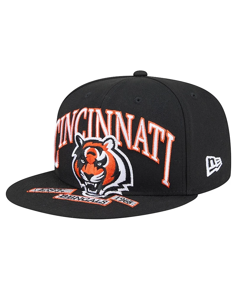 New Era Men's Black Cincinnati Bengals Head Oversized 59FIFTY Fitted Hat