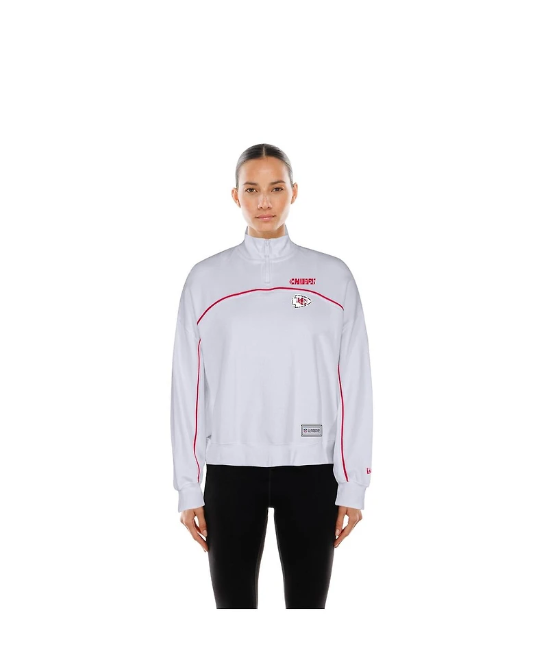 New Era Women's White Kansas City Chiefs Functional Fandom Quarter-Zip Sweatshirt
