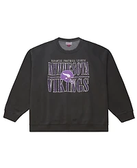 Mitchell & Ness Men's Black Minnesota Vikings Downtown Crew Vintage Logo Sweatshirt