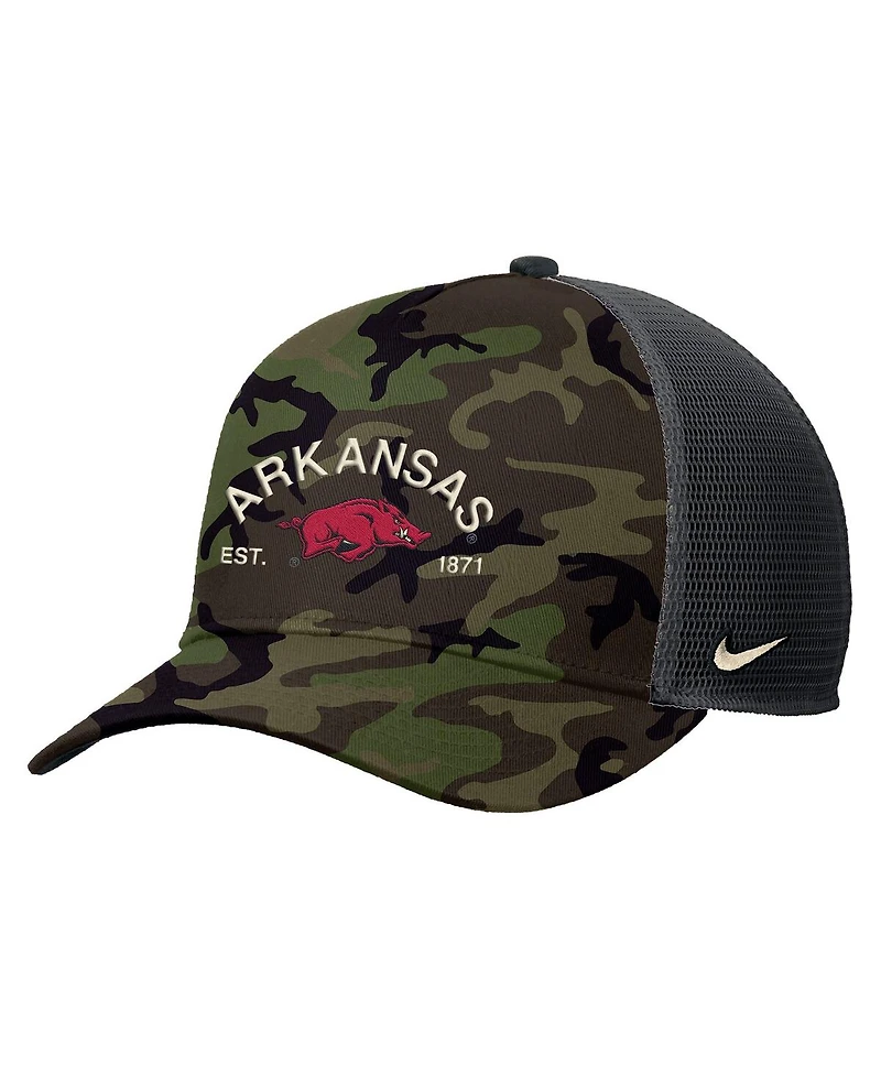 Nike Men's Camo Arkansas Razorbacks 2025 Military Appreciation Rise Adjustable Trucker Hat