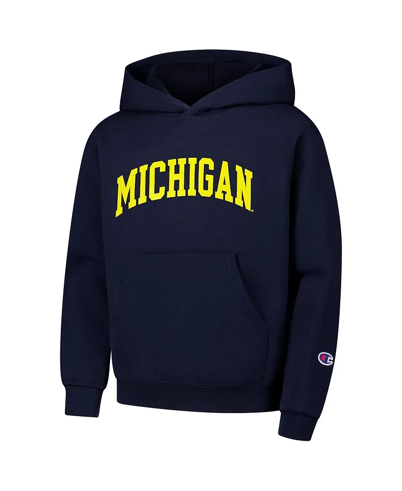 Champion Big Boys and Girls Navy Michigan Wolverines Basic Arch Hoodie