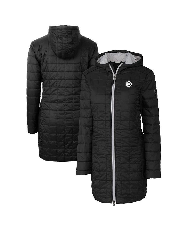 Cutter & Buck Women's Black Pittsburgh Steelers Rainier PrimaLoft Eco Insulated Full-Zip Hooded Jacket