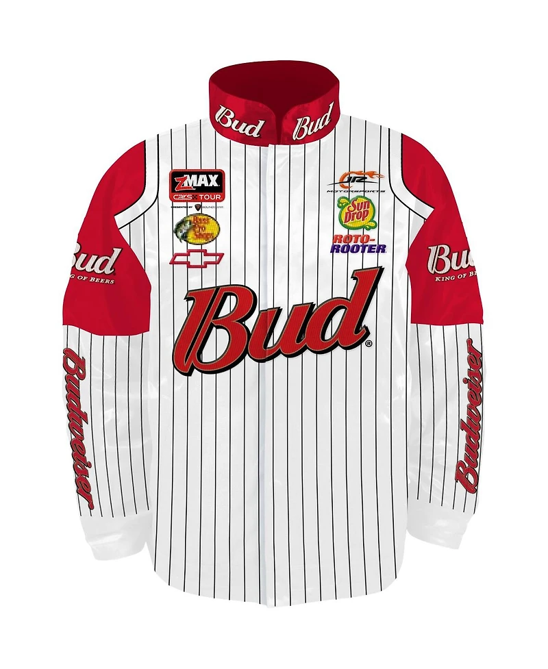 Jr Motorsports Official Team Apparel Men's White/Red Dale Earnhardt Jr. Budweiser Uniform Full-Snap Jacket