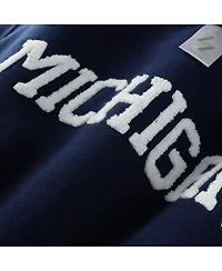 ZooZatz Women's Navy Michigan Wolverines Chenille Cropped Sweatshirt