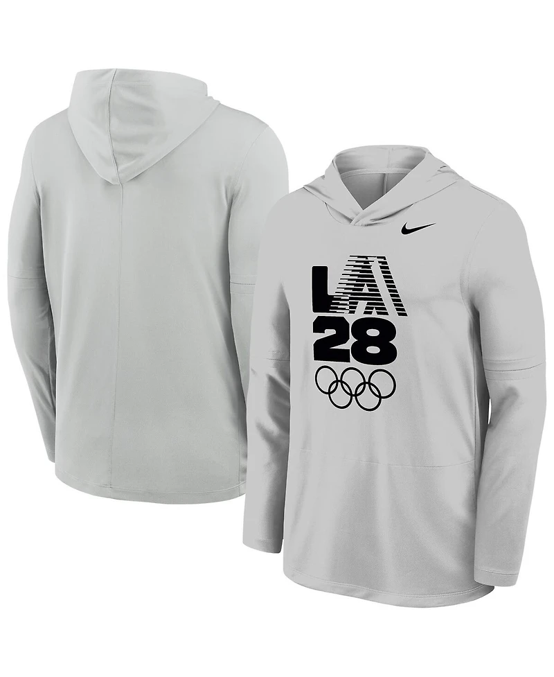 Nike Men's Gray LA28 Summer Olympics Lightweight Dri-fit Long Sleeve Hoodie