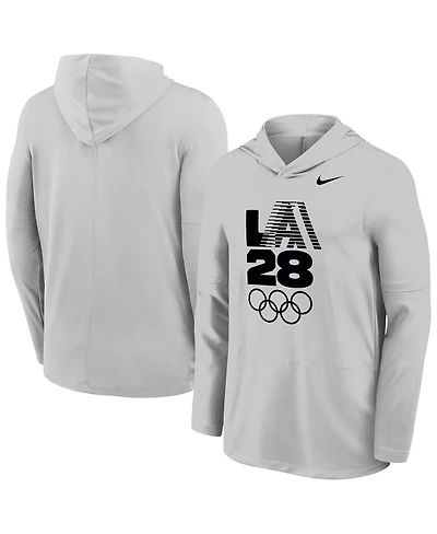 Nike Men's Gray LA28 Summer Olympics Lightweight Dri-fit Long Sleeve Hoodie