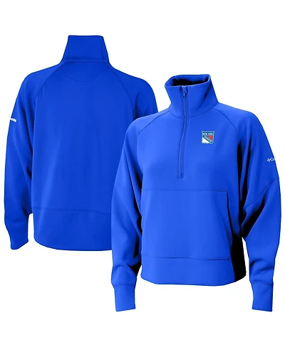 Columbia Women's Blue New York Rangers Wickhams Hills Raglan Omni-Wick Half-Zip Pullover Sweatshirt