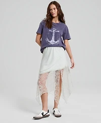 And Now This Women's Asymmetric Satin & Lace Skirt, Macy's Exclusive