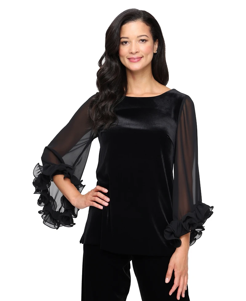 Alex Evenings Women's Boat Neck Stretch Top