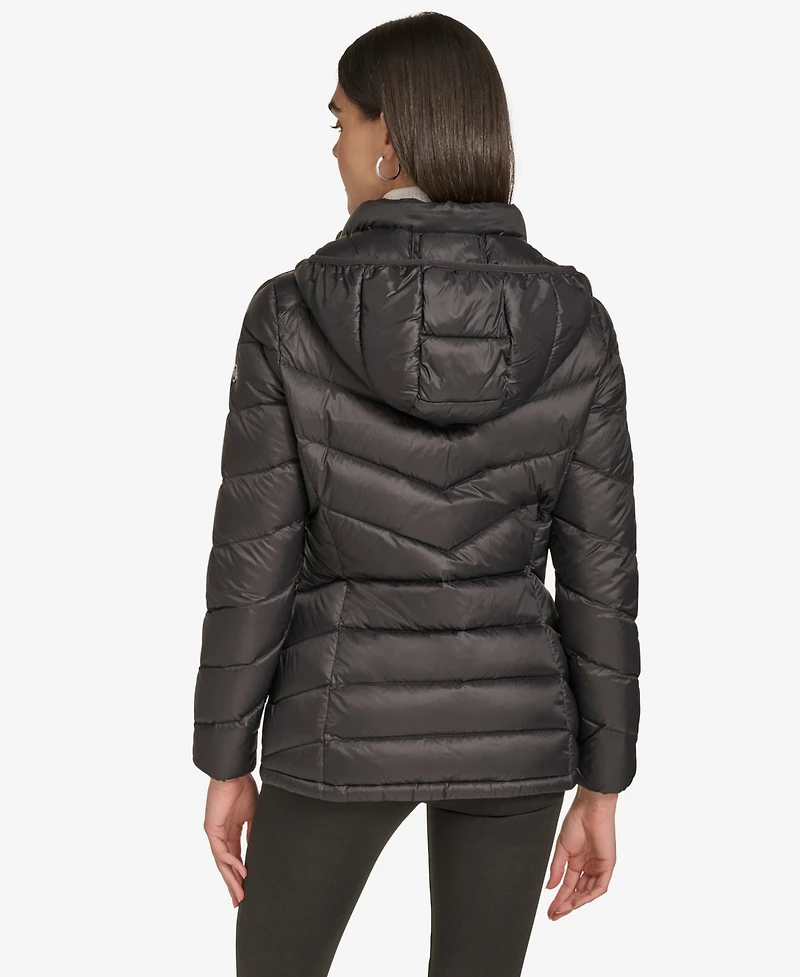 Calvin Klein Women's Short Faux Fur Collar Puffer Jacket