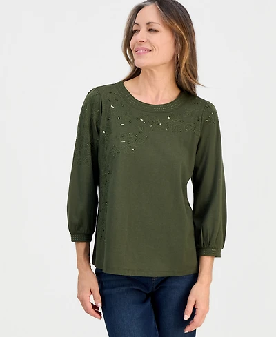 Style & Co Petite Crewneck Sequin Detail Sweatshirt, Macy's Exclusive