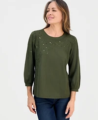 Style & Co Petite Crewneck Sequin Detail Sweatshirt, Macy's Exclusive