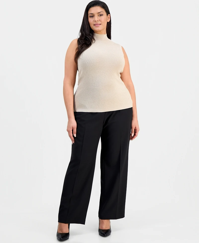 Tahari Asl Plus Sleeveless Mock-Neck Sweater