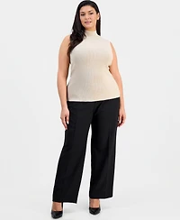 Tahari Asl Plus Sleeveless Mock-Neck Sweater