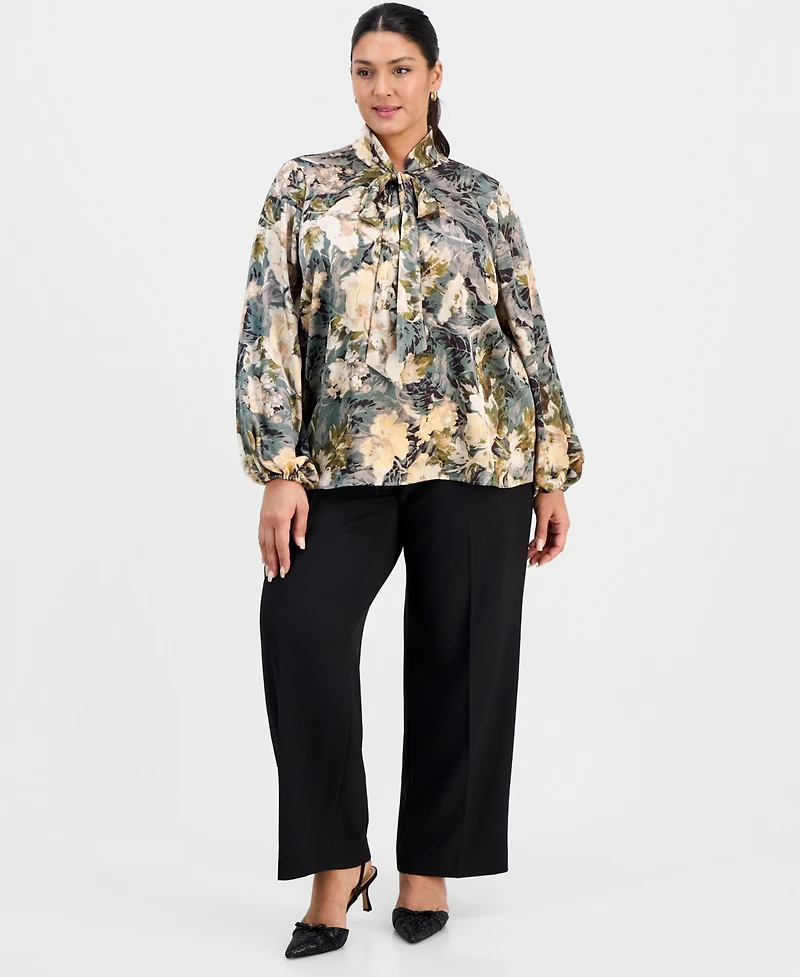 Tahari Asl Plus Scarf-Neck Top