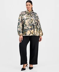 Tahari Asl Plus Scarf-Neck Top