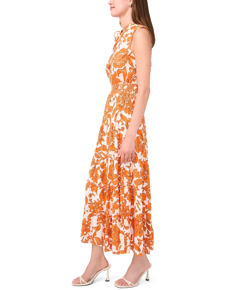 Msk Women's Sleeveless Tie Neck Maxi Dress