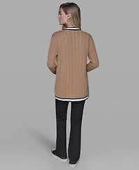 Karl Lagerfeld Paris Petite V-neck Long-Sleeve Sweater