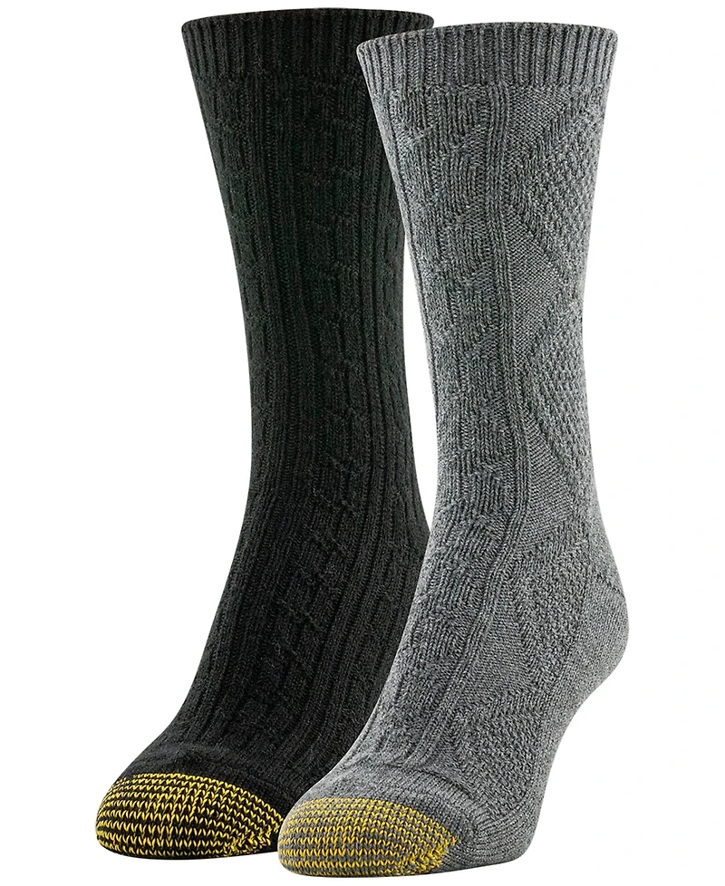 Gold Toe Women's 2-Pack Diamond Cable Crew Socks