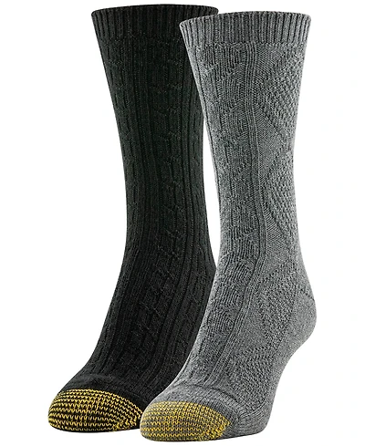 Gold Toe Women's 2-Pack Diamond Cable Crew Socks