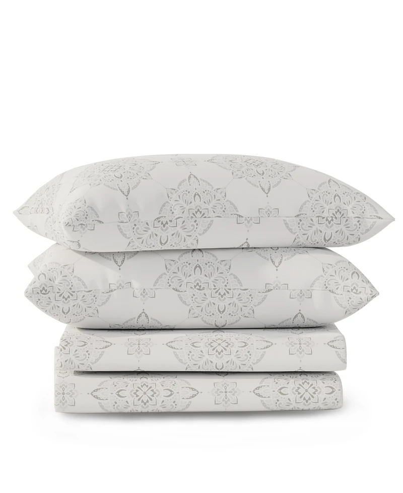 Color Sense Brushed Cool Crisp Printed Cotton 4-Pc. Sheet Set