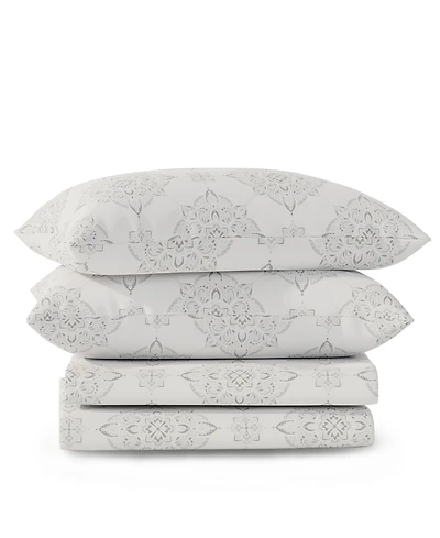 Color Sense Brushed Cool Crisp Printed Cotton 4-Pc. Sheet Set