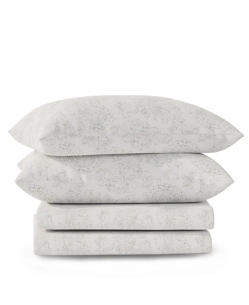 Color Sense Brushed Cool Crisp Printed Cotton 4-Pc. Sheet Set