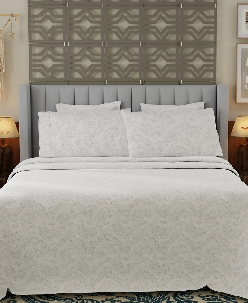 Color Sense Brushed Cool Crisp Printed Cotton 4-Pc. Sheet Set