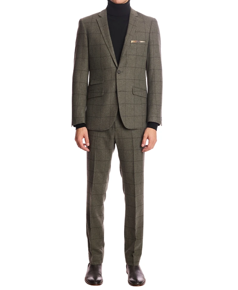 Paisley & Gray Men's Downing Slim-Fit Sage Windowpane Pants