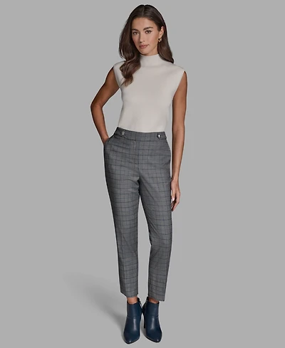 Bcbg Women's Plaid High-Rise Straight Pants