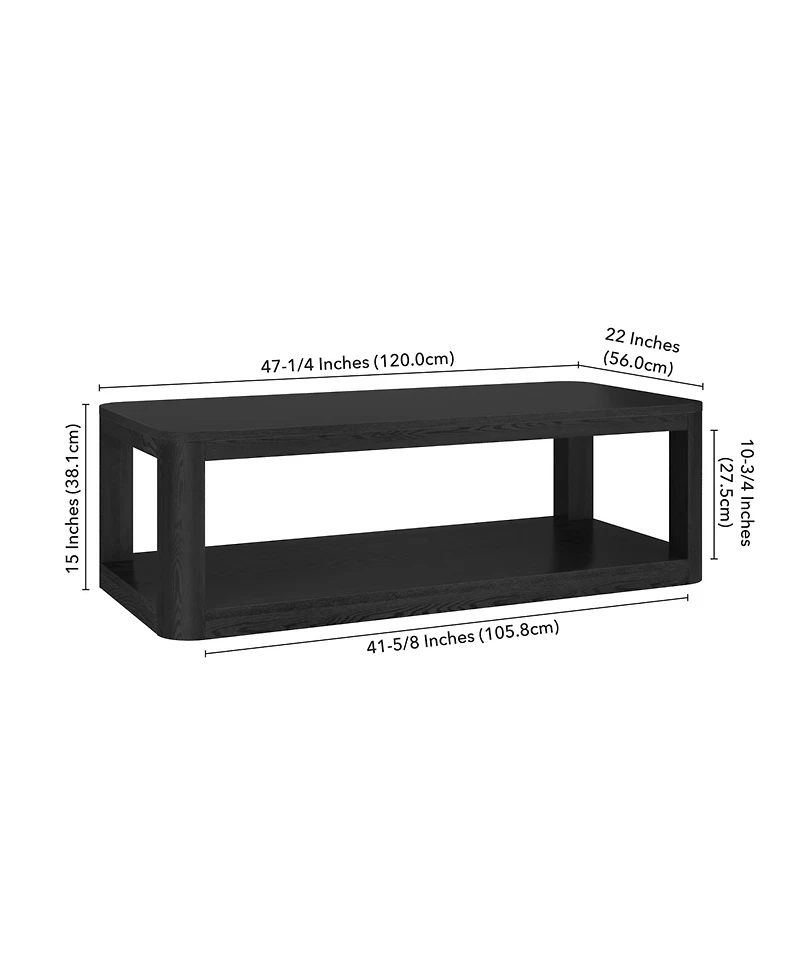 Hudson & Canal Stellan 47" Wood Wide Rectangular Coffee Table