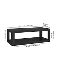 Hudson & Canal Stellan 47" Wood Wide Rectangular Coffee Table