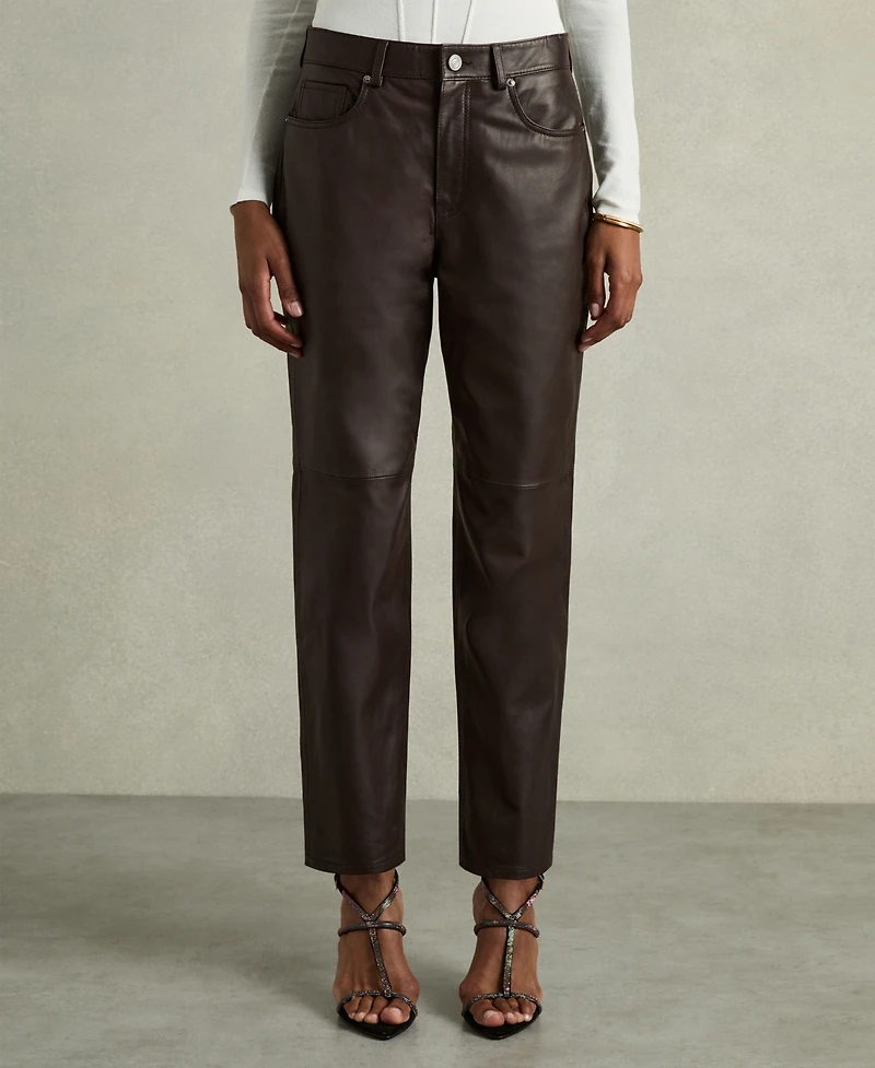 Reiss Women's Leather Slim-Leg Pants