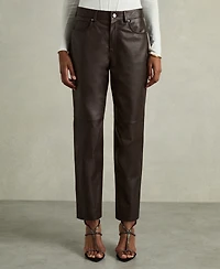 Reiss Women's Leather Slim-Leg Pants